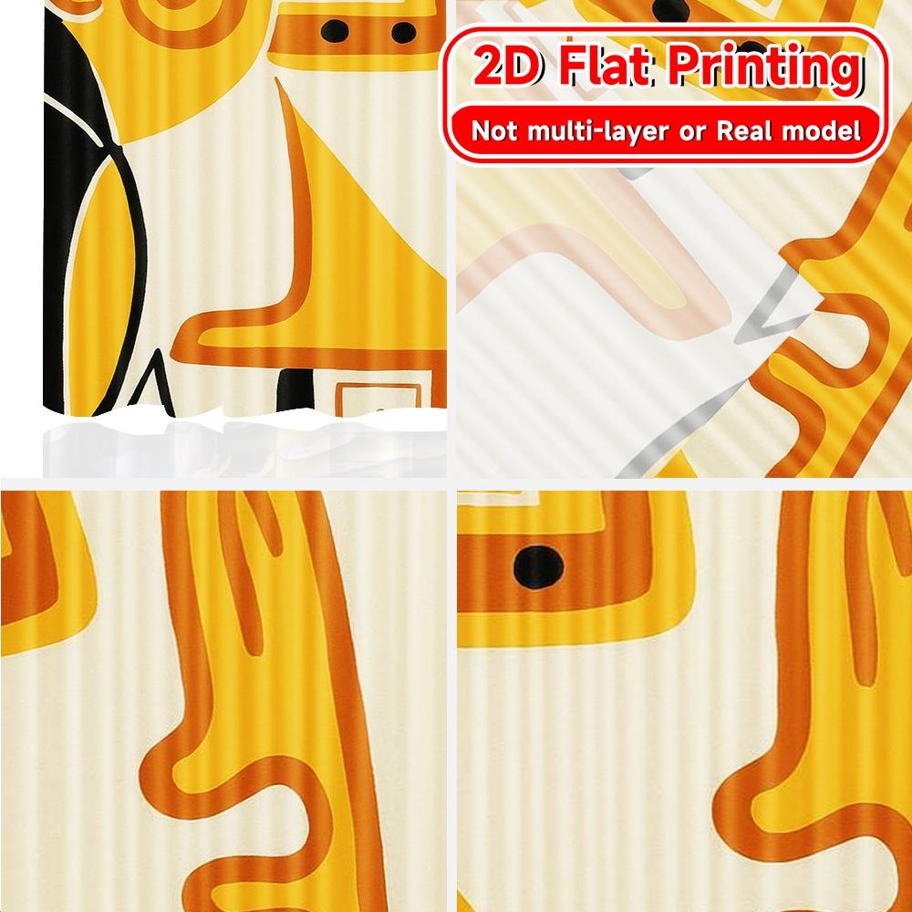 2Pcs, 2D Flat Printing Curtains (Without Rod) Abstract Faces(1) Holiday Printed Curtains Durable Polyester Curtains Decorations