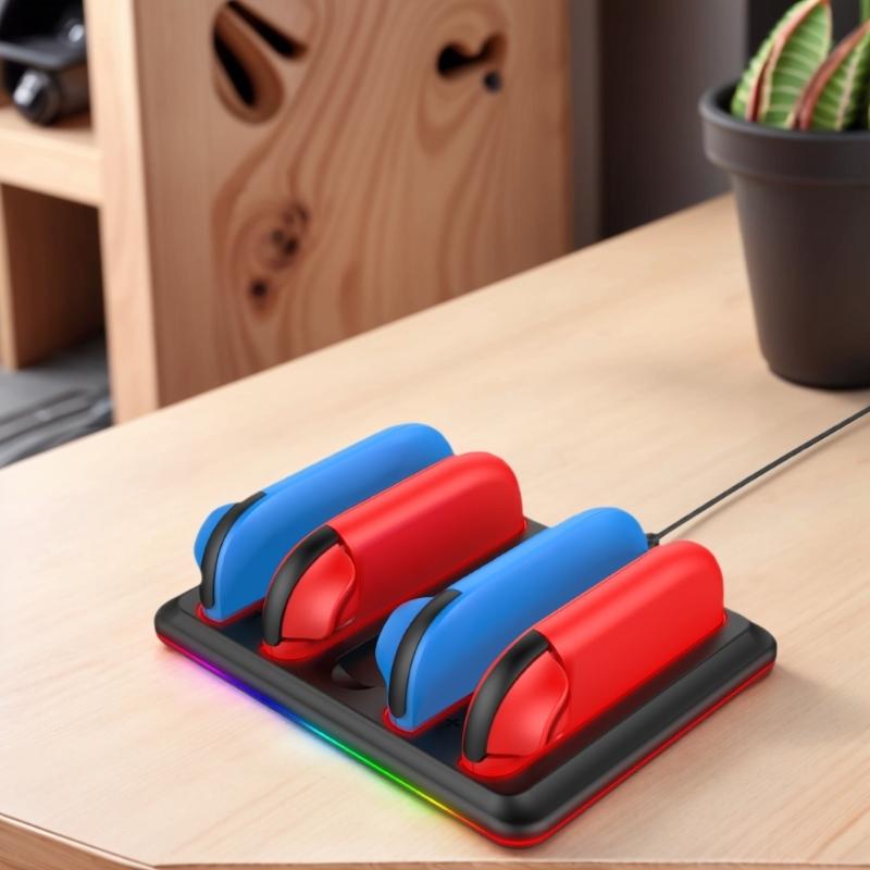 4 Port Charging Dock For Game Controller USB C Power Delivery Cable Charging Docking Station Stand with LED Light