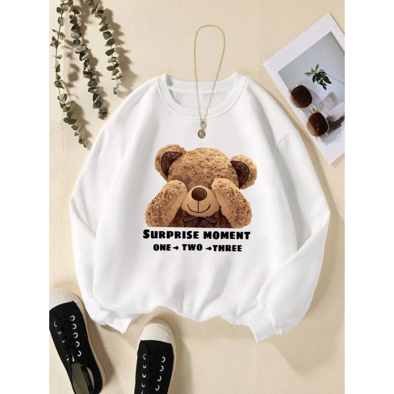 Women's Print Thermal Lined Crew Neck Loose Pullover Long Sleeve Plus Velvet Sweatshirt Pullovers & Long Sleeves Women’s