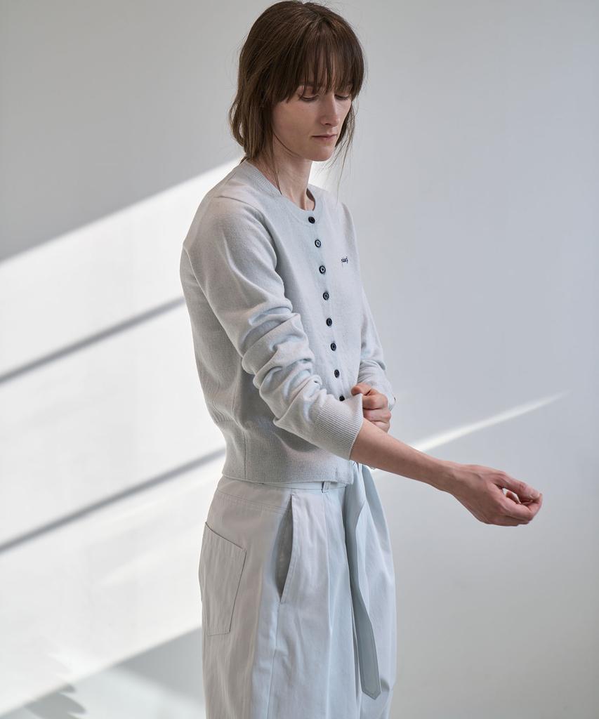 GRIDAJ Cotton Blend Belted Pants _ Light Gray