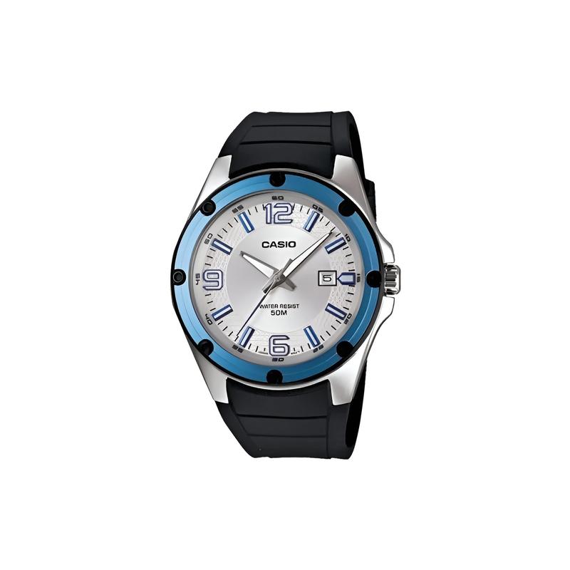 

Casio 50 meters waterproof quartz movement resin strap Japanese and Korean watch men s watch silver dial MTP-1346-7AV срібний