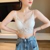 Short Style Lace Bandeau Beautiful Back Underwear for Women Push Up Wire Free Bra Camisole Vest Bandeau Underwear