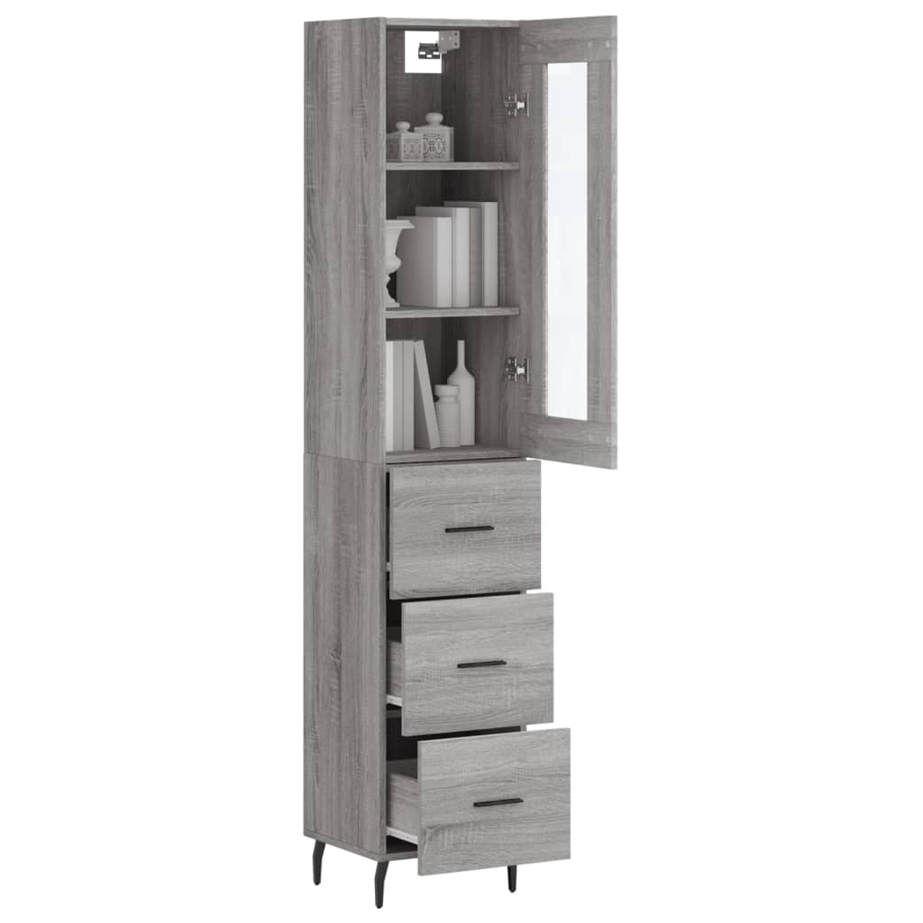 Highboard Gray Sonoma 34.5 x 34 x 180 cm Engineered Wood