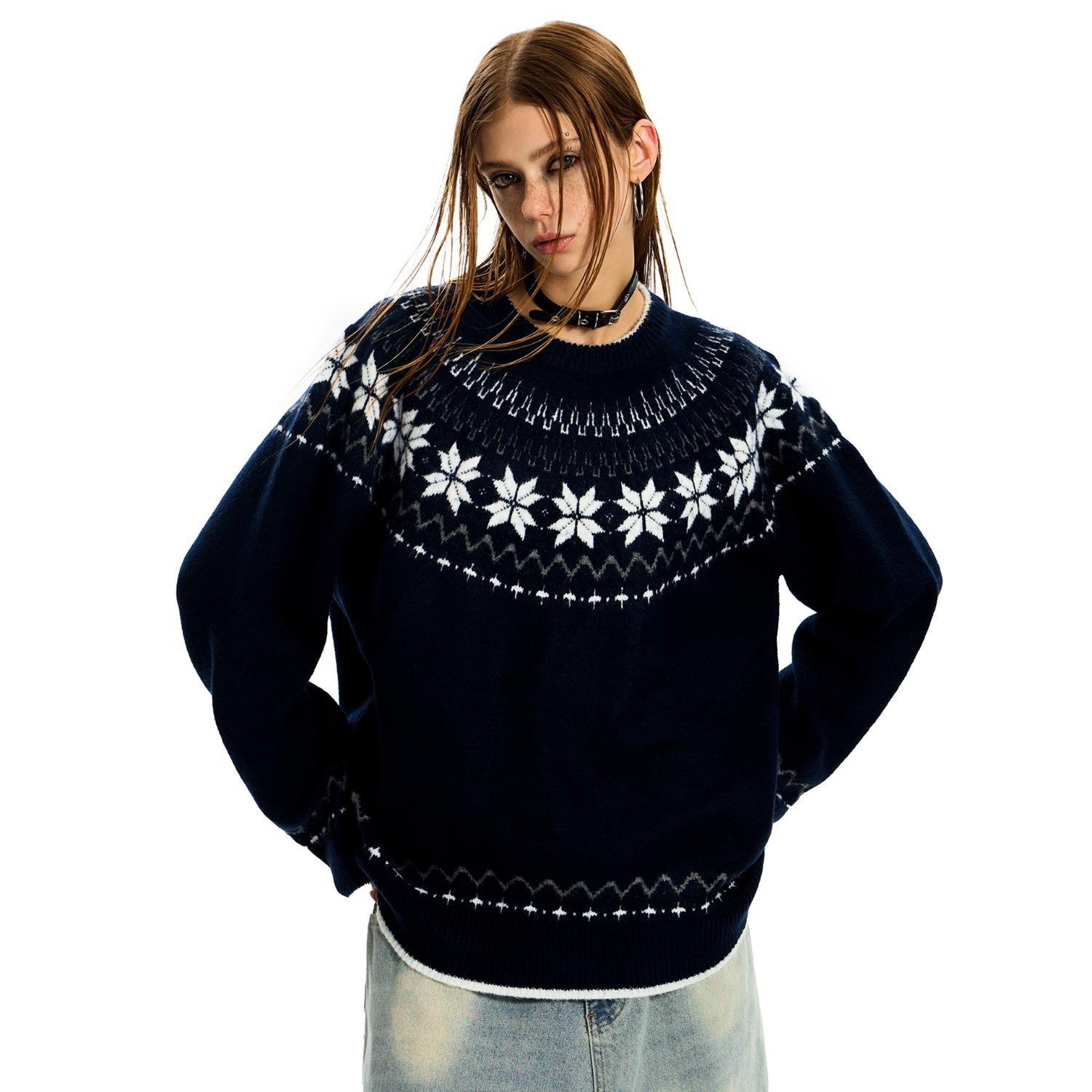 Versatile Men s Fair Isle Ethnic Round Neck Sweater - Autumn/Winter Retro Knit Pullover L