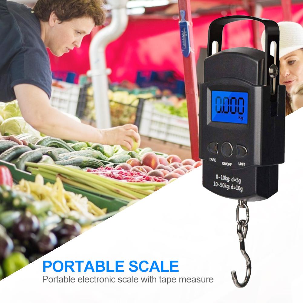Mini Portable Digital Scale Hand Held Hanging Hook Weighing with Back Light Tool
