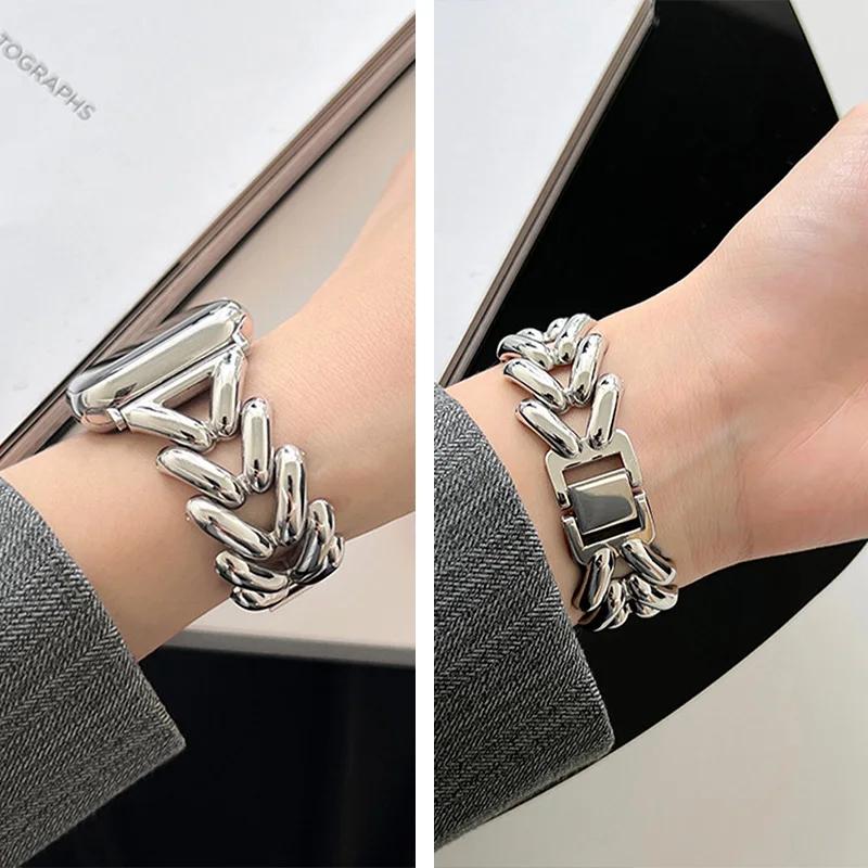 22mm 20mm Metal Chain Bracelet For Samsung Galaxy Watch 4 5 6 7 40mm 44mm Classic 42mm 46 43/47mm For Huawei GT3 GT4 Amazfit GTS