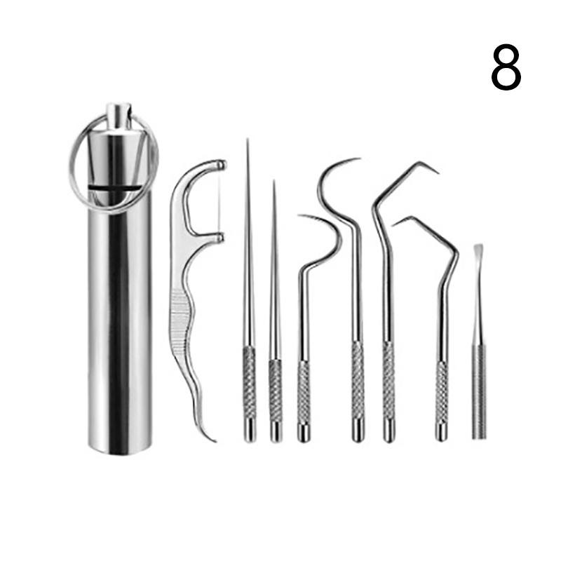 1pc Stainless Steel Toothpicks Pocket Set Portable Floss Pick Reusable Metal Toothpicks Tooth CleaningTool Kit With Storage Tube
