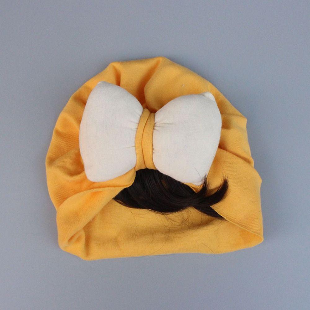 Newborn Bow Hat Wig S/M Infant Cotton Hats Hair Accessories Boys Girls Indian Caps