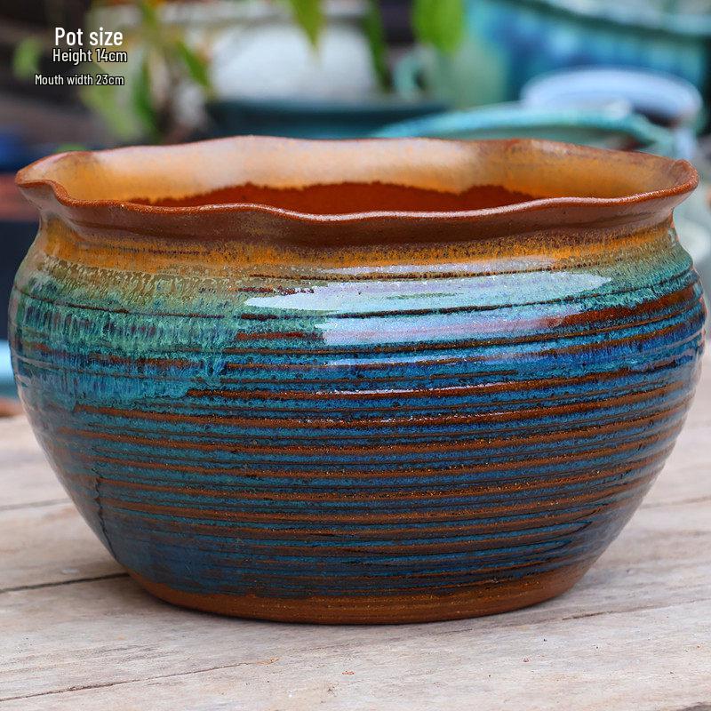 Extra Large Ceramic Bonsai Pot with Wide Caliber, Coarse Pottery for Succulents and Bougainvillea.