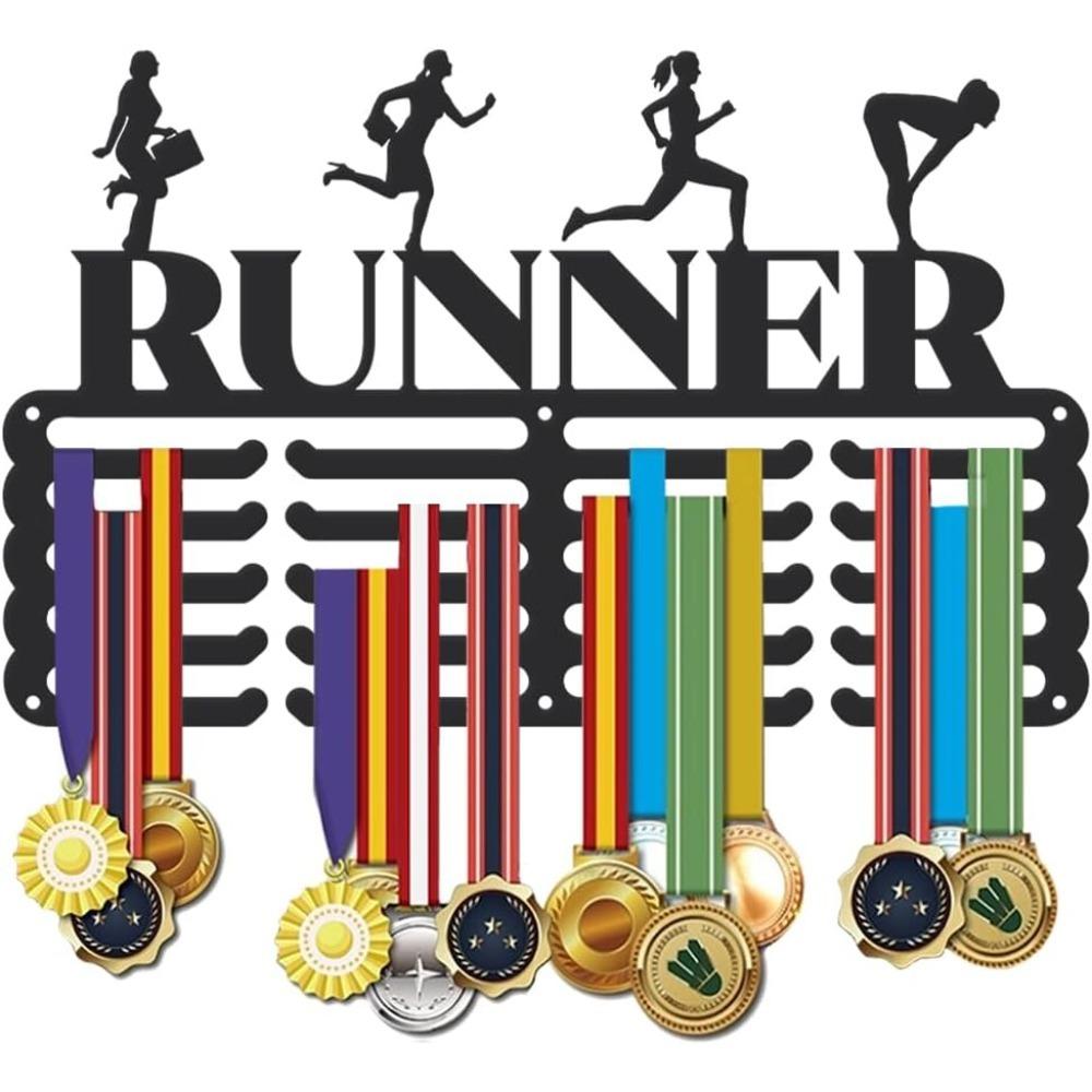 

Personalized Medal Hanger Award Display Wall Mounted Black Metal Rack Sports Memorabilia Holder for Medals