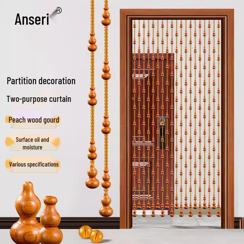 AnsaiRui Peach Wood Gourd Bead Curtain 1.76m Length
