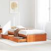 Bed Frame with Drawers Wax Brown Solid Pine Wood