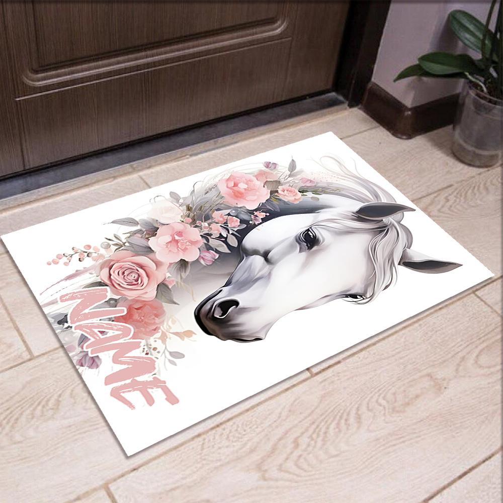 Custom Name Horse Printed Carpet,Rug for Office Chair Living Room Bedroom Kitchen Room Decor Gifts.