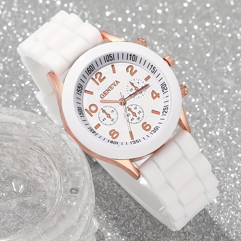 2 szt.-Zestaw Prezentowy Bransoletki do Zegarka, Elegancki Zegarek Kwarcowy Silikonowy, Odpowiedni do Noszenia na Co Dzień, Idealny Prezent dla Przyjaciół i Rodziny