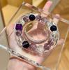 Nine Purple & White Crystal Beaded Bracelet - Elegant Niche Design for Women