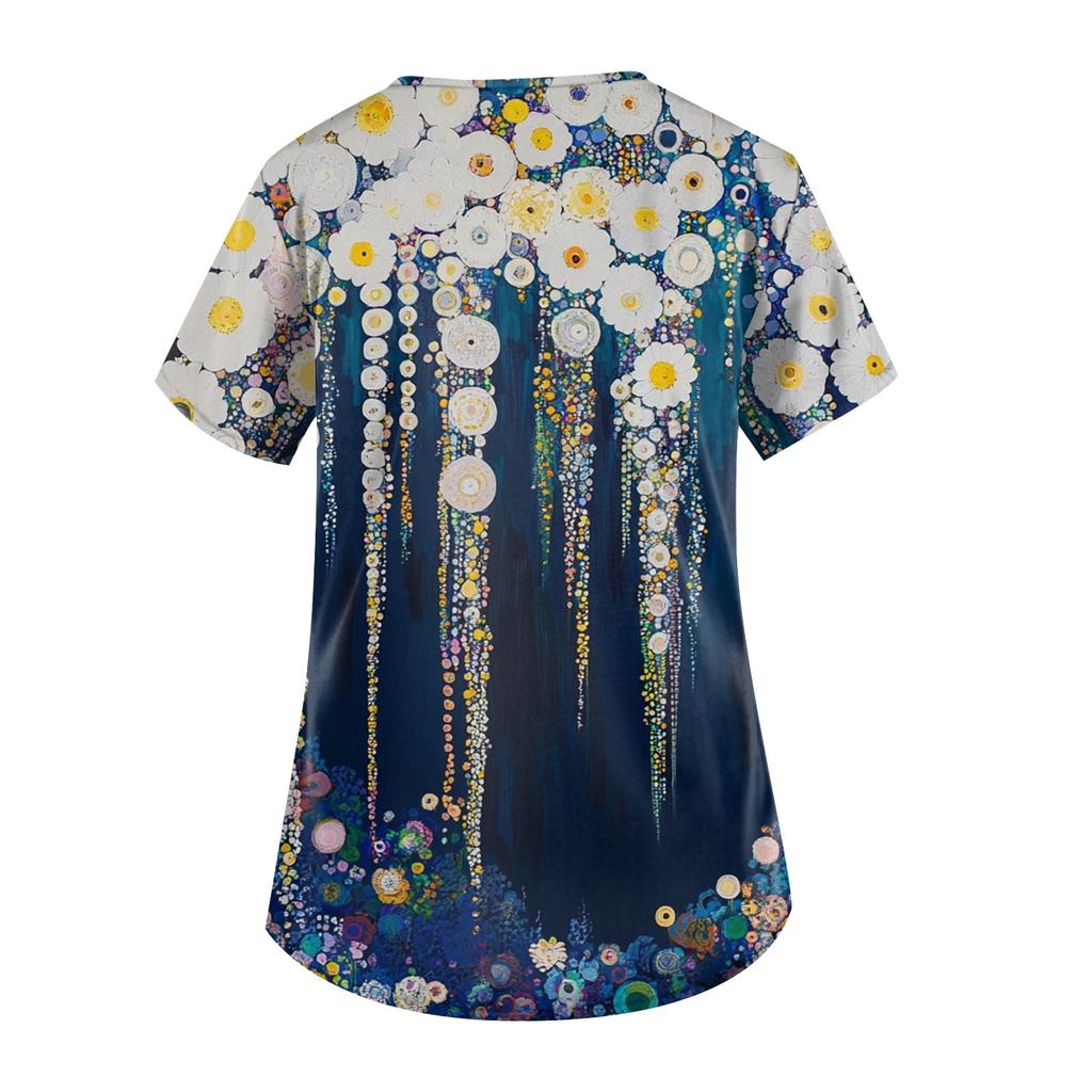 Topuri casual imprimate și îmbrăcăminte de protecție pentru femei, cu decolteu în V