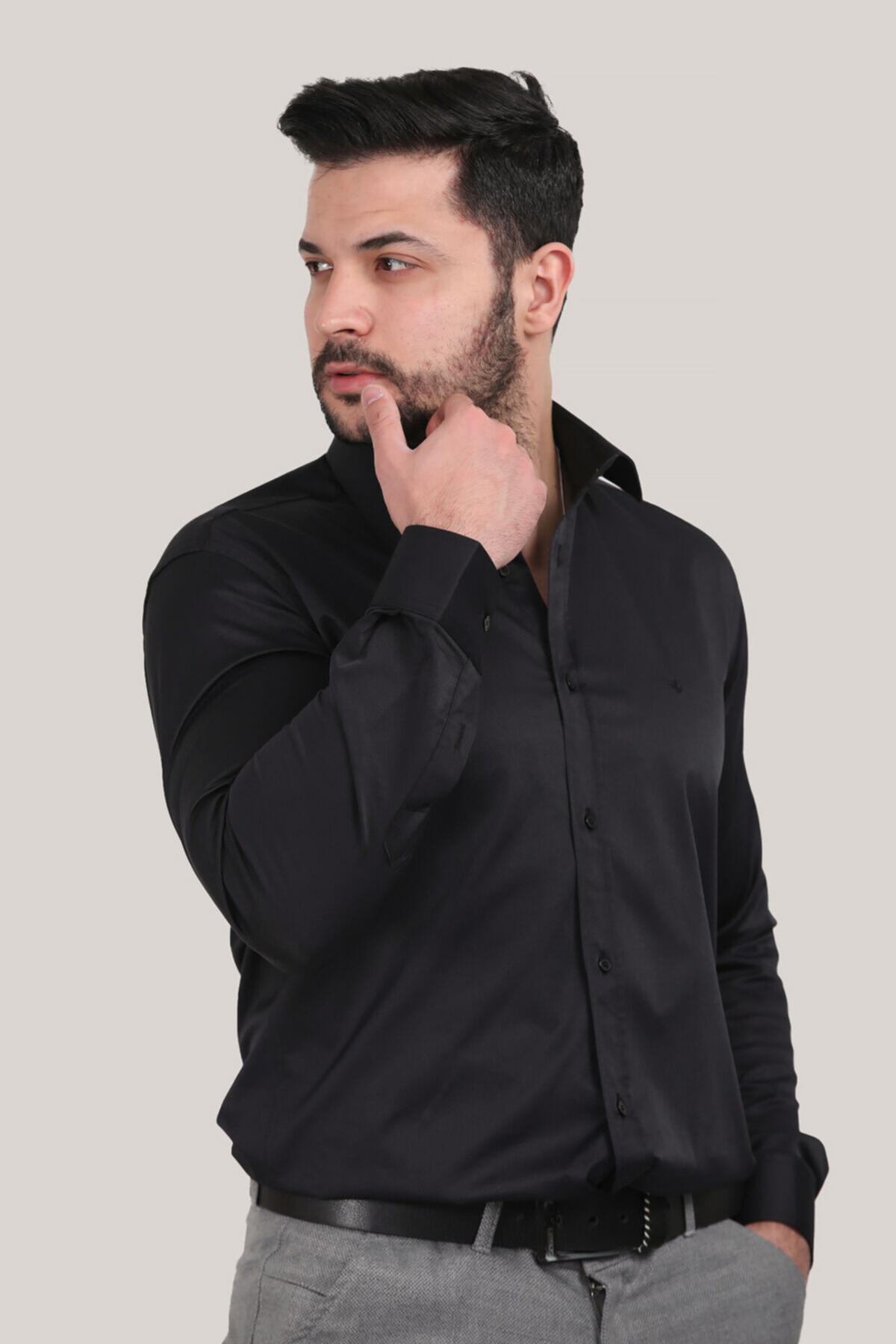 

Мужская атласная рубашка L чёрный