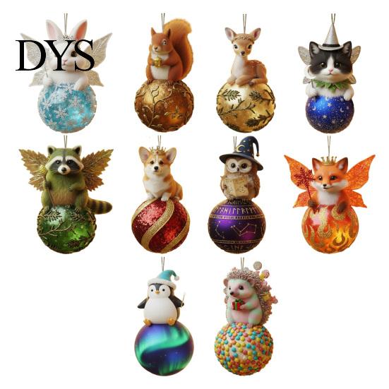 Christmas Decor Animal Ornament 2D Acrylic Wildlife on Ball Hanging Tree Ornaments for Winter Xmas Home Party High-quality Holiday