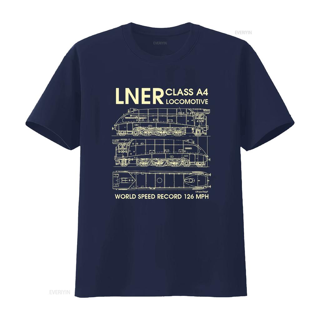 LNER Class A Locomotive Train T Shirt Unisexs Blueprints Birthday vintage Washed Breathable streetwear Stretched Soft