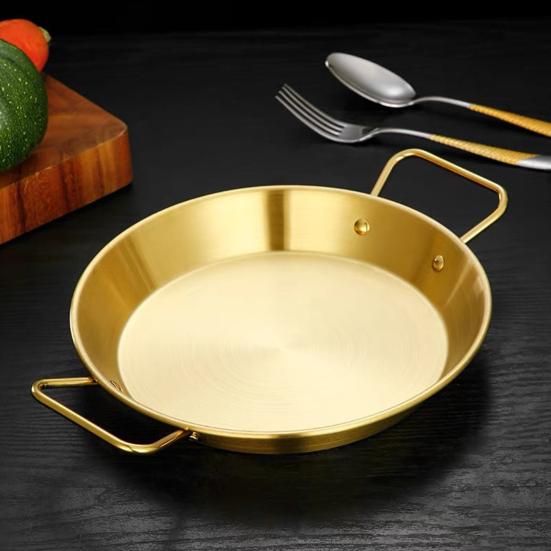 Prato Extra Grosso para Frutos do Mar com Alças de Aço Inoxidável Dupla Orelha Prato de Servir para Ensopado de Lagostim Bandeja para Frango Frito Coreano