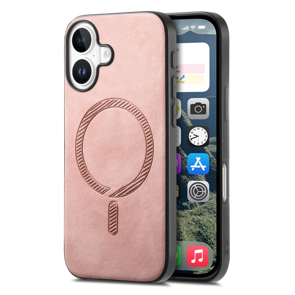 B1 For iPhone 16 Plus Leather Back Case Compatible with MagSafe Skin-Touch Phone Cover