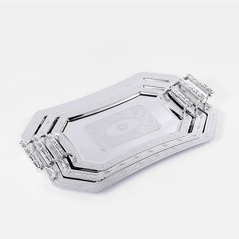 Stainless Steel Storage Tray Metal Elegant Organizer Multifunction Trays for Fruit Candy Dessert Pastry Cookie Biscuit