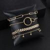 New Creative  Gold Plated Paperclip Chain Bangle Jewelry Circle Connect Geometric Charm 4 Pack Layers Bracelets