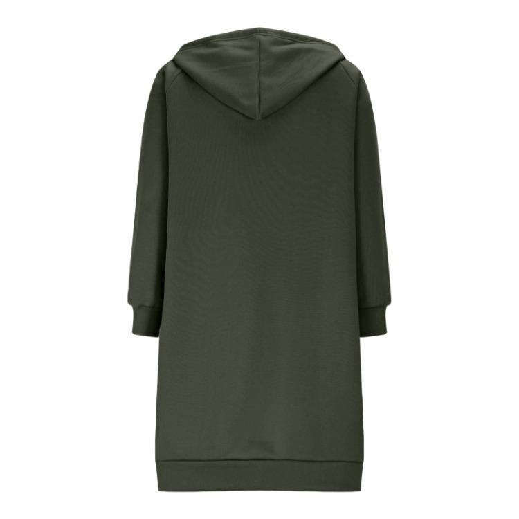 Damen Lässig Locker Geschnitten Langarm Reißverschluss Kapuzenjacke Mode Oberbekleidung