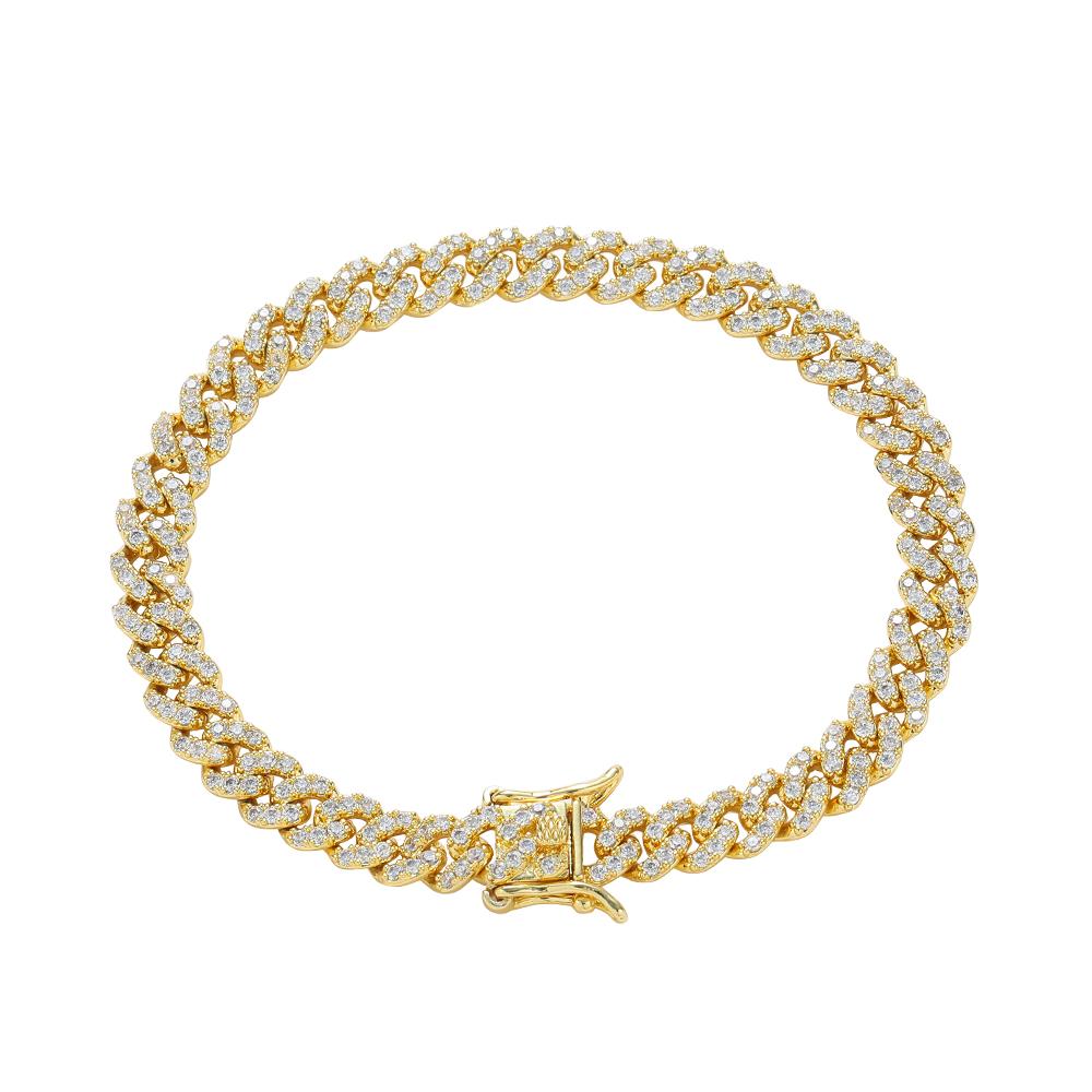 BB237 6mm Brass Cubic Zircon Cuban Bracelet Fashion Women Chain Bracelets 7inch(17.78cm)