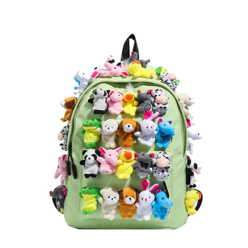 2025 Милый Мягкий Девочка Мультяшная Кукла Плюшевый Рюкзак - Большая Вместимость Универсальный Нейлоновый Школьный Рюкзак Small светло-зеленый