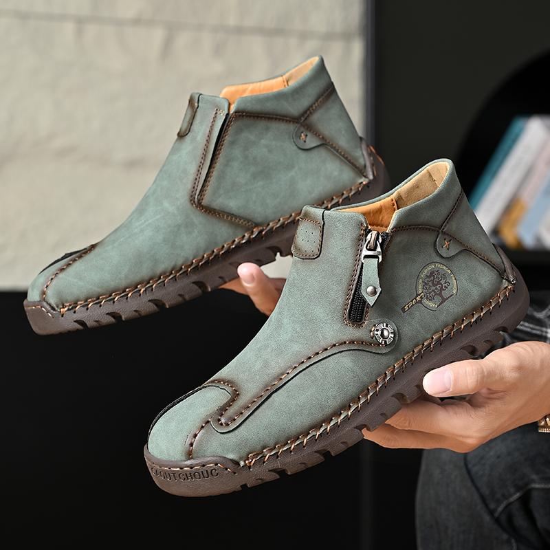 TUINANLE Frühling Handgefertigt Leder Herren Stiefel Design Sneaker Mann Atmungsaktiv Freizeit Schuhe Stiefeletten Outdoor