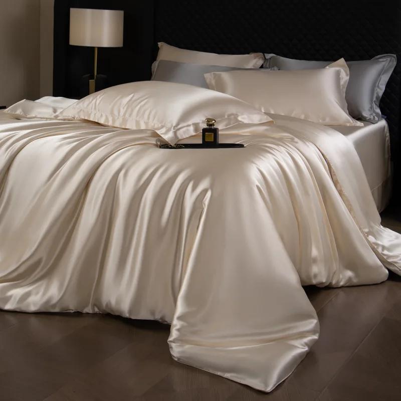 Natürliche Maulbeerseide Bettwäsche-Set Bettbezug 2 Kissenbezüge King Queen Size Bettwäschebezug-Set 4-teilig Bettdecke Bettwäsche-Sets