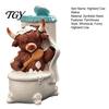 Miniature Bathroom Decor Highland Cow Figurine, Resin Scottish Calf Bathing Statue, Funny Charming Tabletop Ornament Farmhouse Animal for Home Office