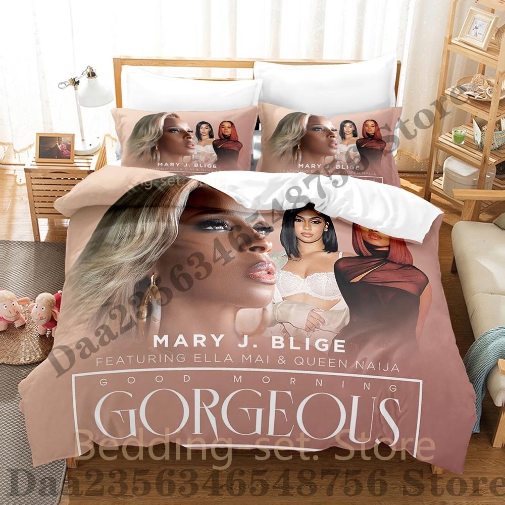 Mary J. Blige Bedding Set Single Twin Full Queen King Size Bed Set Adult Kid Bedroom Duvetcover Sets Game Anime Bed Sheet Set