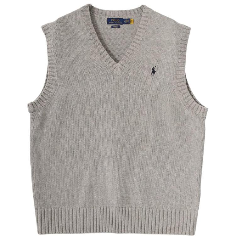 

Polo Ralph Lauren Однотонный жилет без рукавов с V-образным вырезом и вышивкой логотипа, свободного кроя, мужской топ, серый MNPOSWE1CM20095-020 L