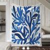 1pz Morbida Coperta Artistica in Flanella Blu con Stampa Corallo – Morbida, Calda e Leggera Coperta da Divano, Letto, Auto, Ufficio, Campeggio, Viaggio