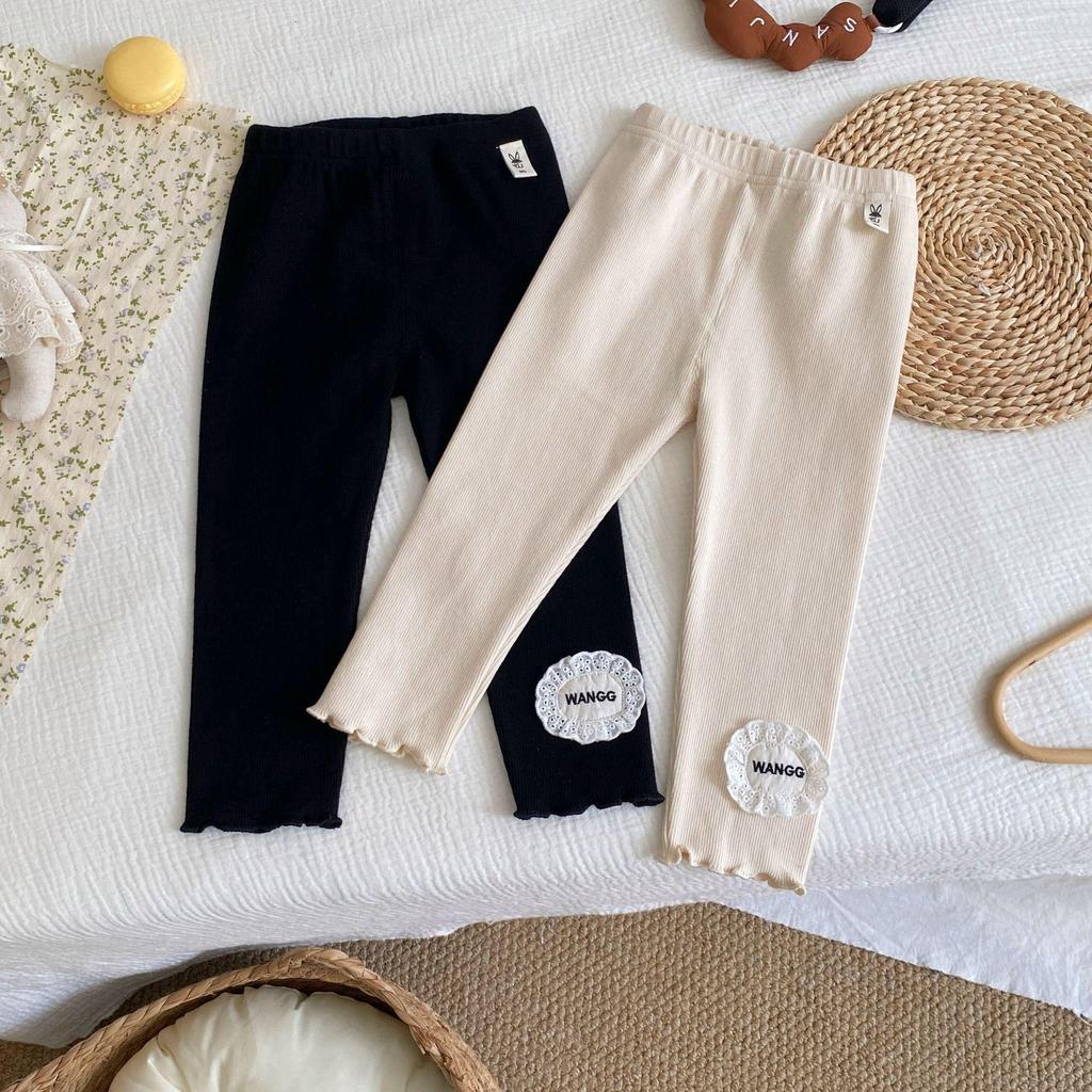 2025 New Autumn Style Toddler Girls' Solid Color Foot-Patched Leggings: Fashionable and Versatile Outerwear Pants