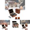 Luxurious Brown Granite Whisky Glasses Set With Whiskey Stones And Wooden Box