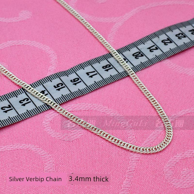 

Ожерелье из стерлингового серебра «Полная луна — полный год» для младенцев и детей Double buckle chain about 8g 3.4mm 40cm thin