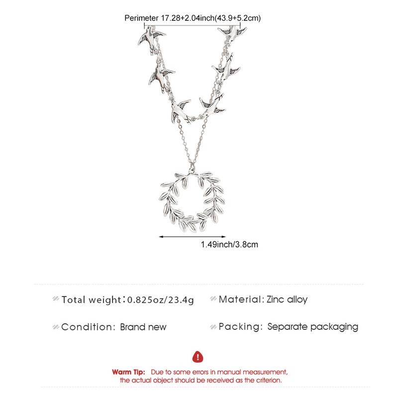 Creative Metal Bird Bead Pendant Necklace for Women Personality Silver Color Pigeon Multi-Layer Stacked Clavicle Chain Jewelry