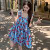 Seaside Vacation Sweet Floral Suspender Dress Summer Loose and Thin Age-reducing Fungus Edge Beach Short Skirt Summer Dress
