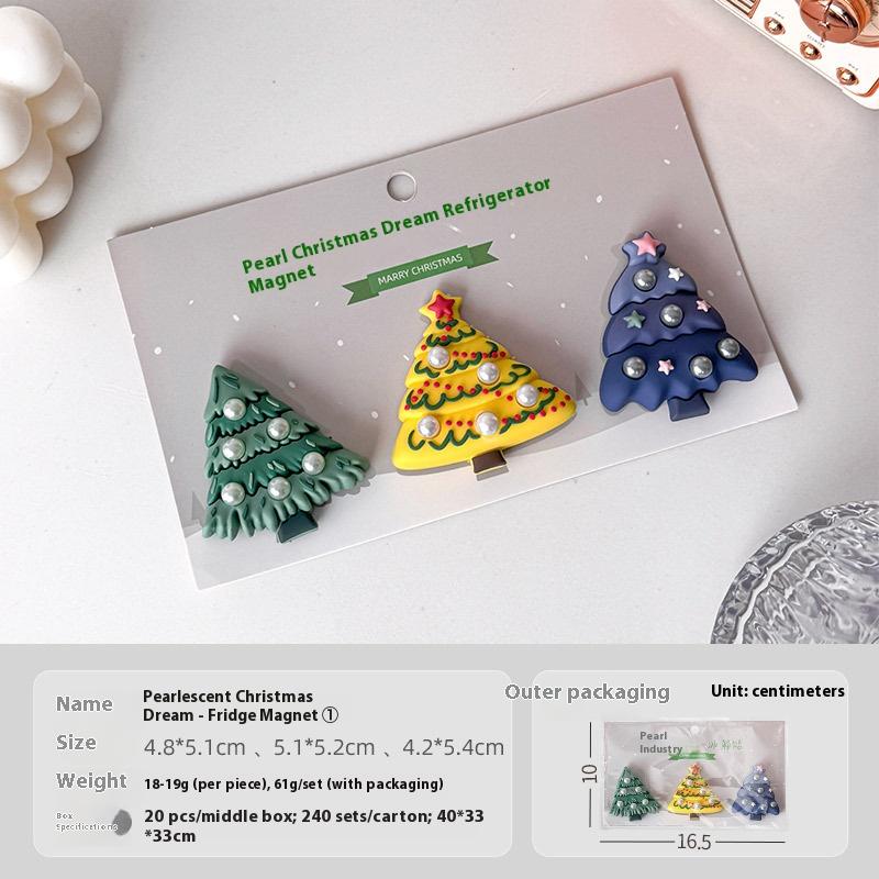 Diy Christmas Fridge Magnet Decorative Tree Strong Suction Soft Magnetic Christmas Eve 3D Stereoscopic Magnetic Cartoon Stickers