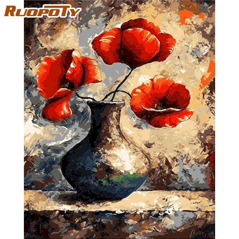 RUOPOTY Pintura DIY de animales sin marco por números, cuadro pintado al óleo a mano, Kits de imágenes acrílicas, pintura por números para obras de arte de pared