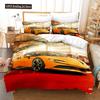 Sport Racing Car Duvet Cover Set Blue Race Car Bedding Set Full Size Boys Blue Flame Extreme Speed Sports Car Comforter Cover