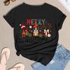 Damen Casual Weihnachten Bedrucktes Kurzarm-T-Shirt mit festlichem Feiertagsdesign