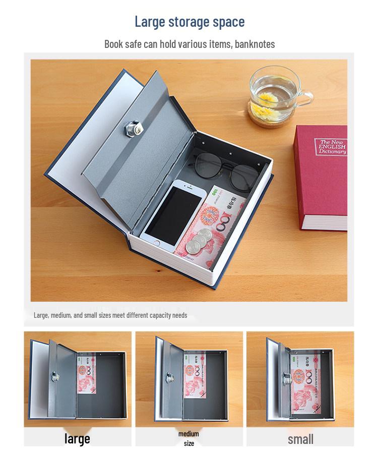 Creative Iron Book Safe: Password Protected Money Storage Box for Home or Office.