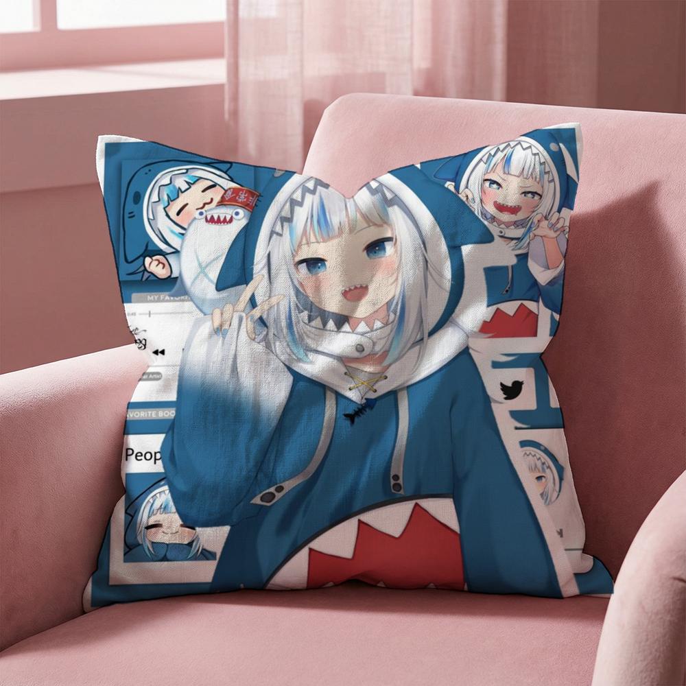Cute G-Gawr Gura Cushion Cover Multi-Scene Pillow Cover for Home & Car - Reversible, Soft & Durable for Daily Use 30cmx30cm