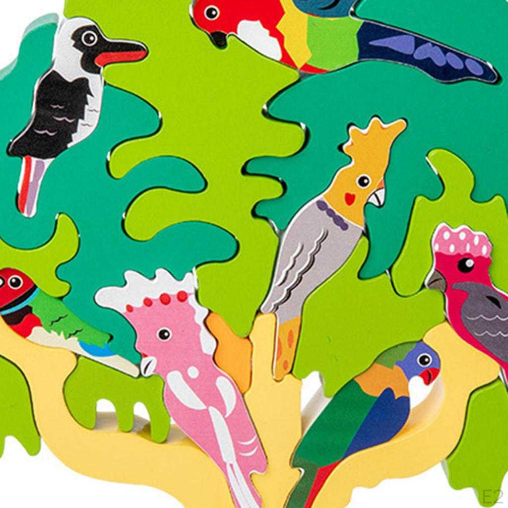 building Tree Puzzle Jigsaw Sorting and Stacking Game Preschool Teaching Cognitive Montessori