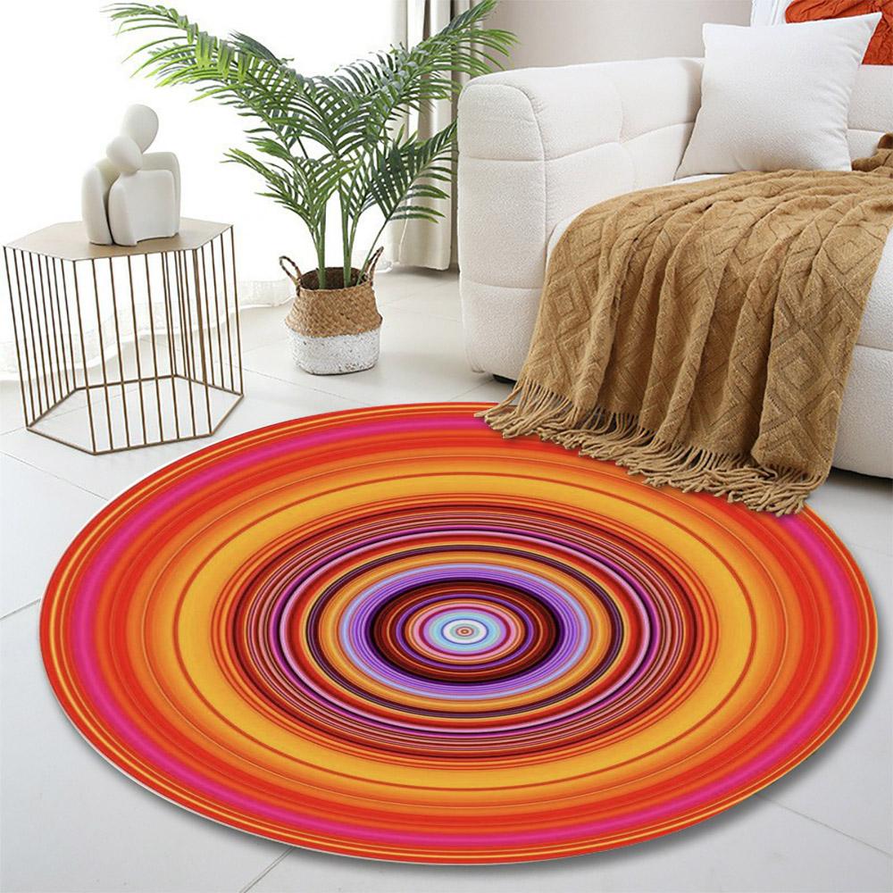 Colorful Abstract Circular Pattern Print Round Rug, Living Room, Bedroom, Playroom Carpet, Non Slip Floor Mat, Gift