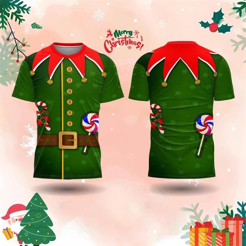 Funny Christmas Santa Claus T-shirt Short Sleeve T-shirt Personality Cosplay Design Xmas Festival Tee Top Unisex Clothing